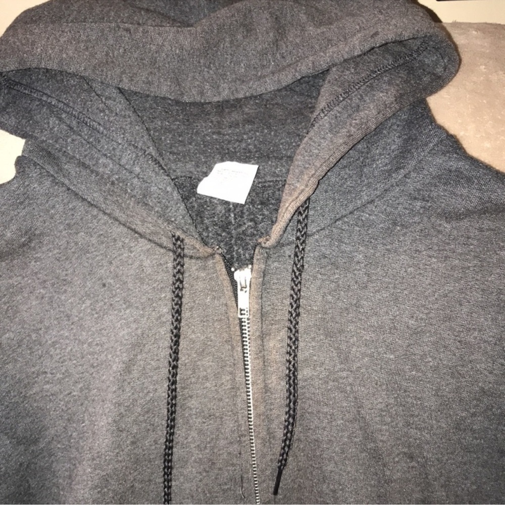 Hanes ultimate cotton grey medium zippered hooded sweatshirt damaged - Picture 3 of 9